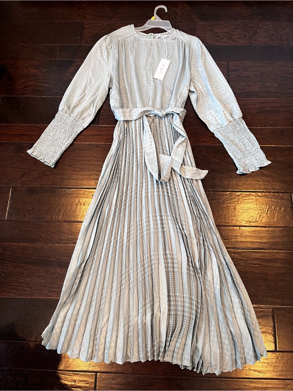 The Collective Pleated Long Sleeve Soft Green/Slate Gray Dress; Size XL